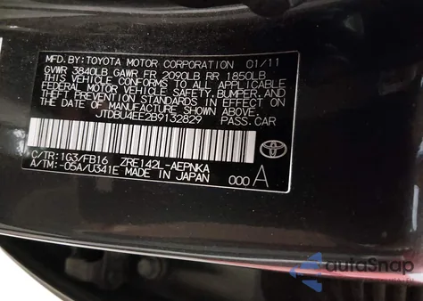 2011 Toyota Corolla Le from USA, damaged, VIN JTDBU4EE2B9132829